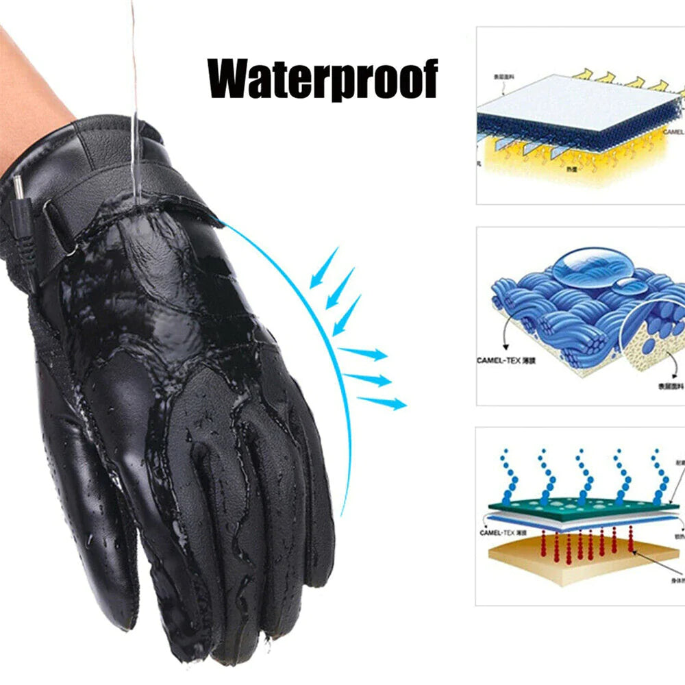 Thermal USB Heated Ski Gloves Winter Warming Hand Warmers Windproof