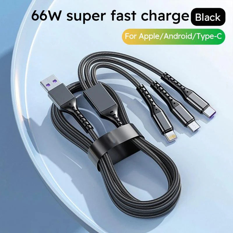 2er Pack 3-in-1 USB Schnellladekabel – 66W, 1,2 m, MFi-zertifiziert