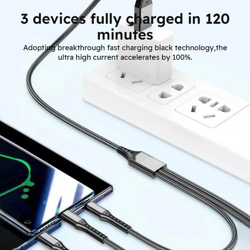 2er Pack 3-in-1 USB Schnellladekabel – 66W, 1,2 m, MFi-zertifiziert