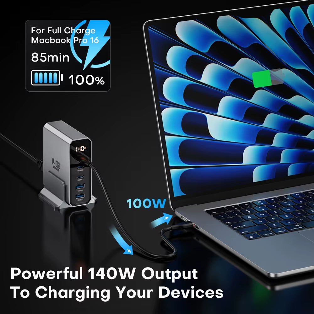 140W GaN Multiport Schnellladegerät mit USB-C & USB-A