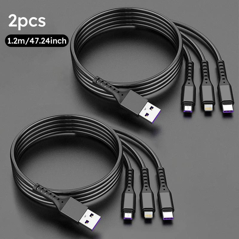 2er Pack 3-in-1 USB Schnellladekabel – 66W, 1,2 m, MFi-zertifiziert