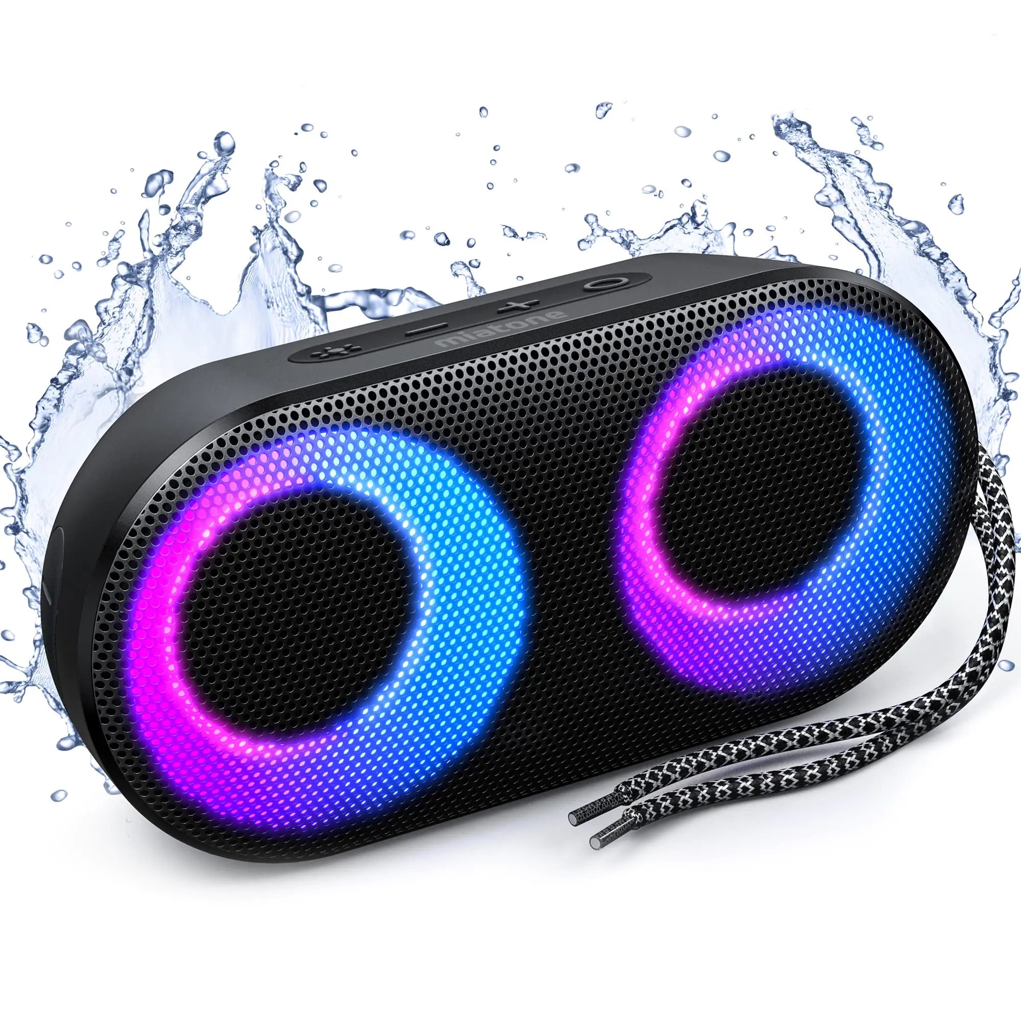 MIATONE Portable Bluetooth Speakers with Lights Bluetooth Speaker Kids 15W IPX7 Waterproof Bluetooth 5.3 24H Playtime Built-in MIC TWS Portable Speaker for Gifts Teen Boys Speaker