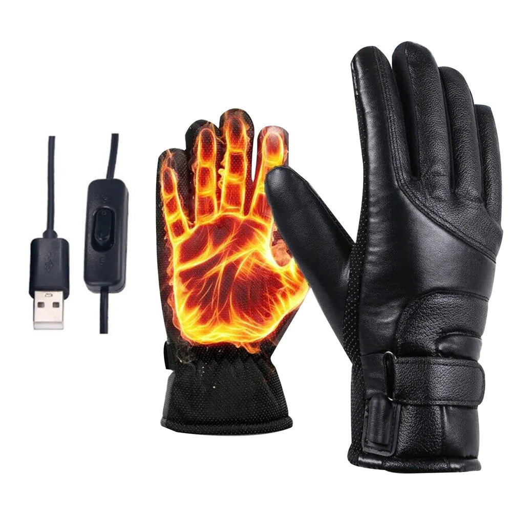 Thermal USB Heated Ski Gloves Winter Warming Hand Warmers Windproof