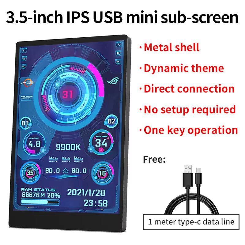 Mini IPS Zusatzdisplay für PC Monitoring mit USB-C