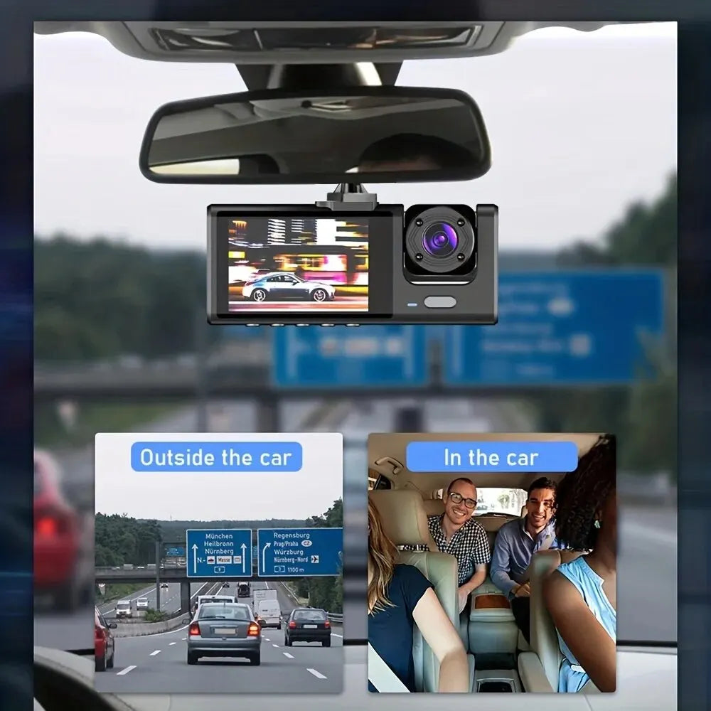 Dashcam mit 3 Kameras, IR-Nachtsicht und Loop-Aufzeichnung