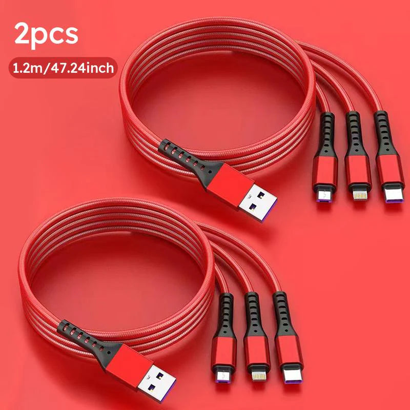 2er Pack 3-in-1 USB Schnellladekabel – 66W, 1,2 m, MFi-zertifiziert