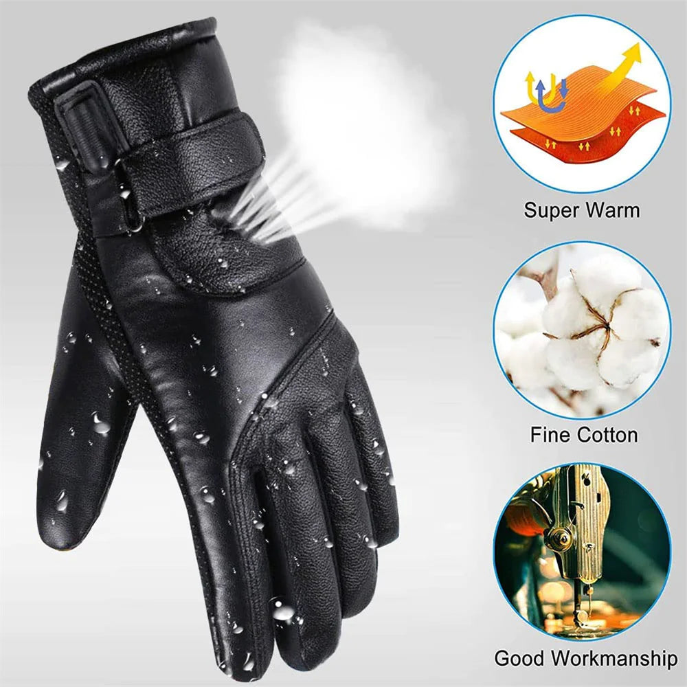 Thermal USB Heated Ski Gloves Winter Warming Hand Warmers Windproof