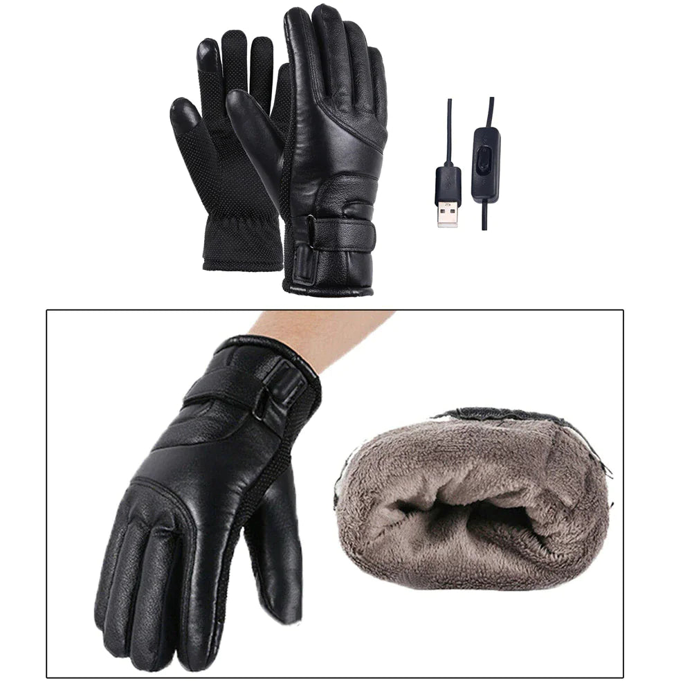 Thermal USB Heated Ski Gloves Winter Warming Hand Warmers Windproof
