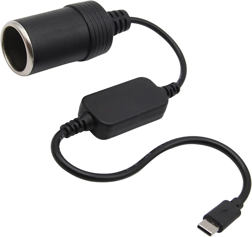 HCGZHEN USB C Male to 12V Adapter USB to Car Cigarette Lighter Socket Converter Cable for Car Driving RecorderGPSE-Dog and Other Automotive Electronics （1Pack）