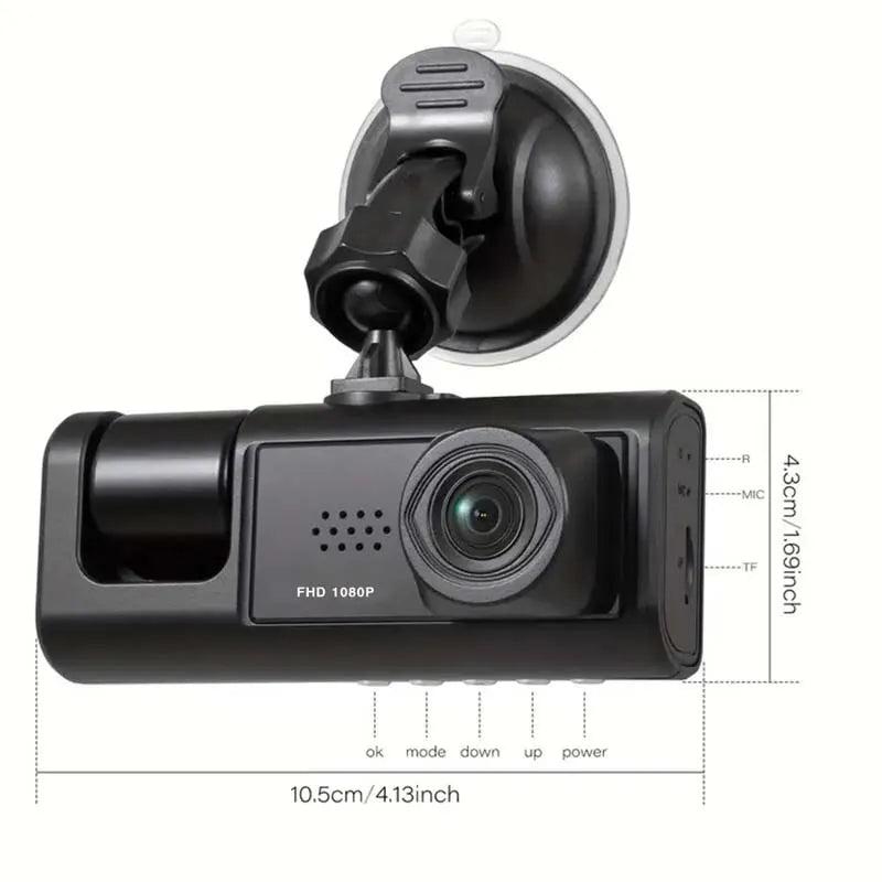 Dashcam mit 3 Kameras, IR-Nachtsicht und Loop-Aufzeichnung