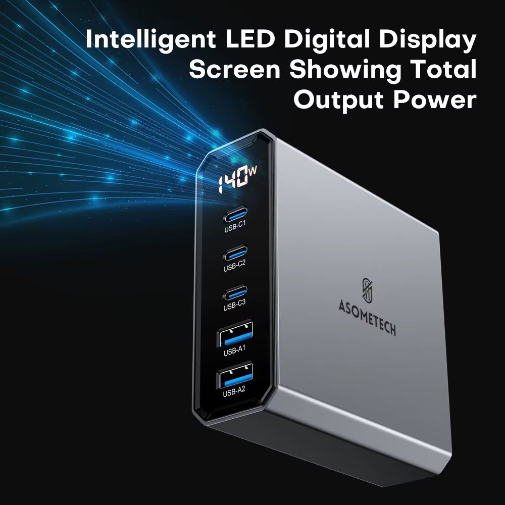 140W GaN Multiport Schnellladegerät mit USB-C & USB-A