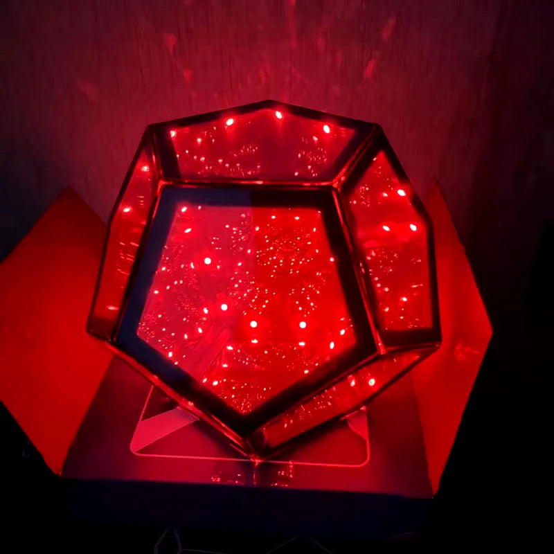 3D Infinity Cube Nachtlicht – Dodekaeder LED Lampe mit 3D-Spiegeleffekt