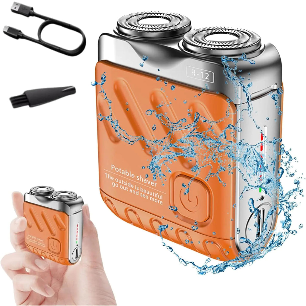 R-12 Luggage Electric ShaverBeard Shaver Mini and Portable Suitcase DesignPortable Electric ShaversUSB Rechargeable One-Button Long Lasting for Home Travel(Orange)