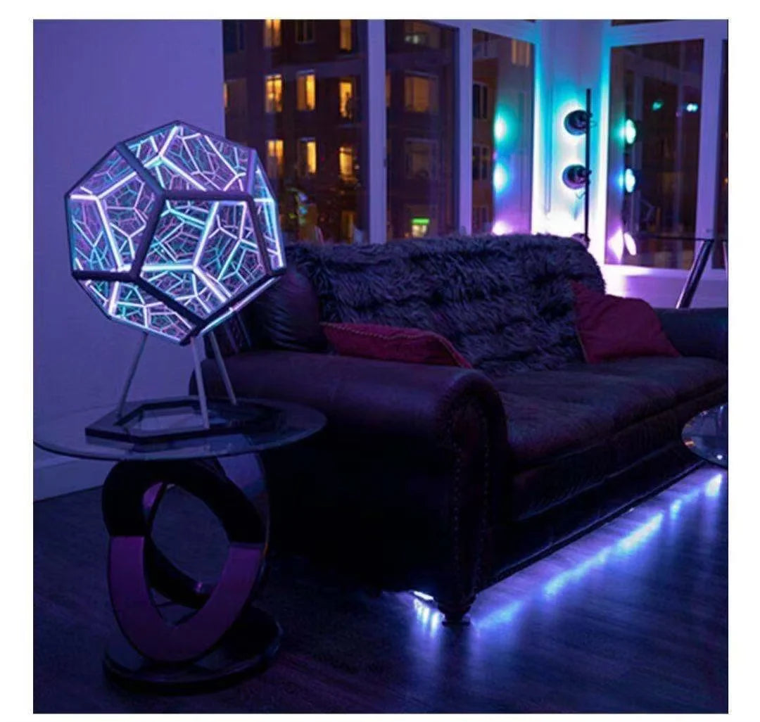 3D Infinity Cube Nachtlicht – Dodekaeder LED Lampe mit 3D-Spiegeleffekt