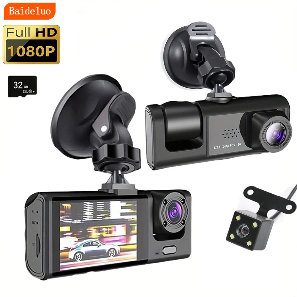 Dashcam mit 3 Kameras, IR-Nachtsicht und Loop-Aufzeichnung