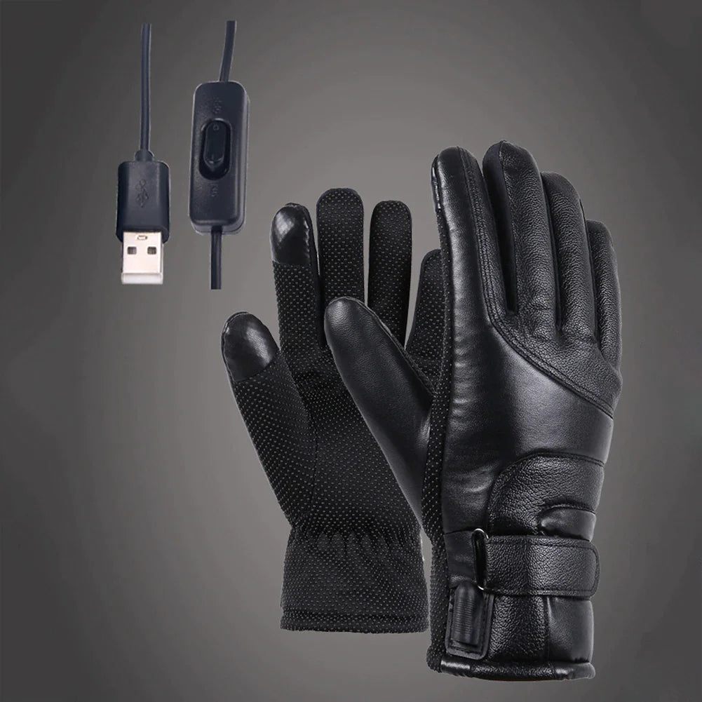 Thermal USB Heated Ski Gloves Winter Warming Hand Warmers Windproof