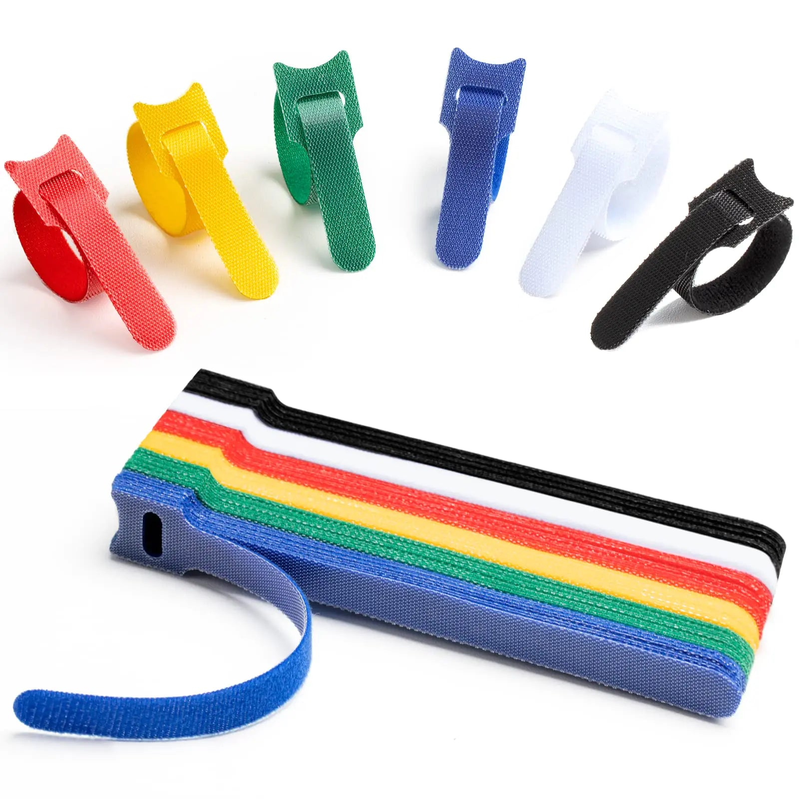 120PCS Fastening Cable Ties Reusable Nelyeqwo 6 Inch Charger Cord Organizer Cable Wire Straps Connectable Cords Management Wraps for Electronics TV Computer Desk Home Office (Colorful)