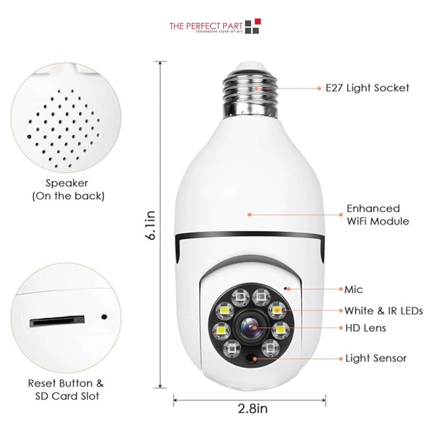 E27 1080P Wi-Fi Bulb Camera with IR Night Vision