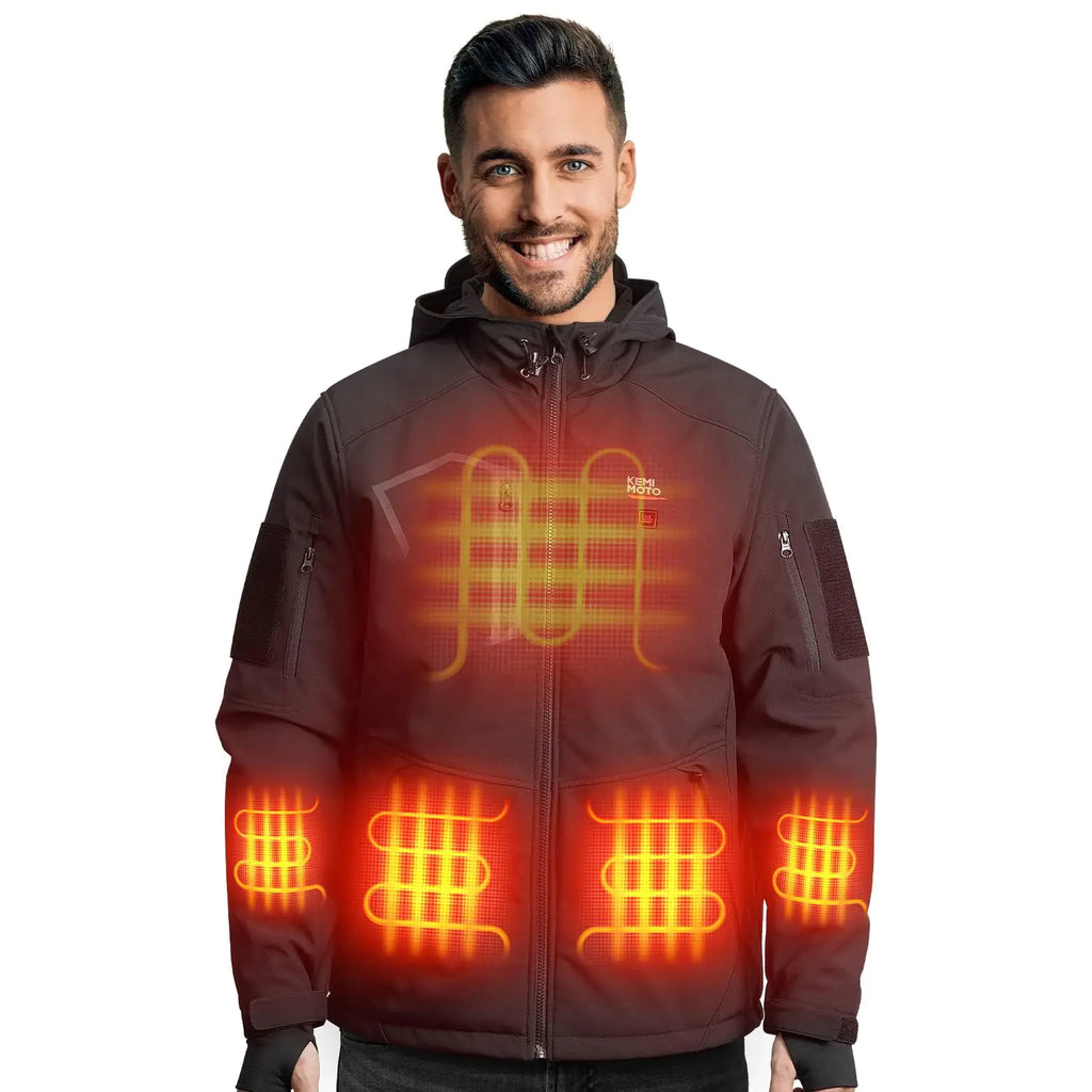 KEMIMOTO Men's Heated Soft Shell Jacket with 15000mAh Battery